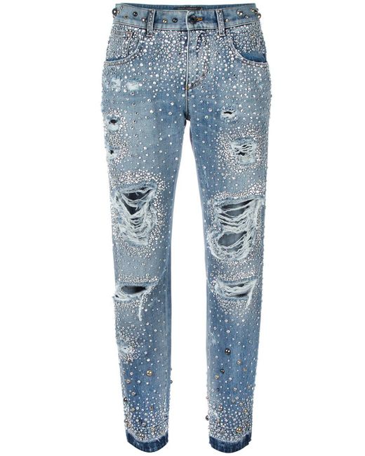 Ripped jeans with rhinestones discount