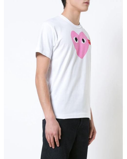 メンズ COMME DES GARÇONS PLAY プリント Tシャツ Pink
