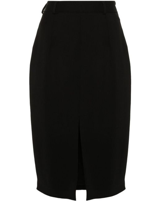 Styland Black Front-slit Pencil Skirt