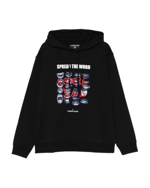 Felpa Con Cappuccio Chill di Iceberg in Black da Uomo