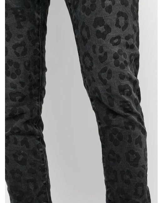 Purple Brand Blue Monogram Leopard Print Jeans for men