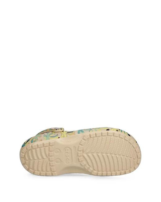 CROCSTM Green Classic Retro Summer Palm-Print Slides
