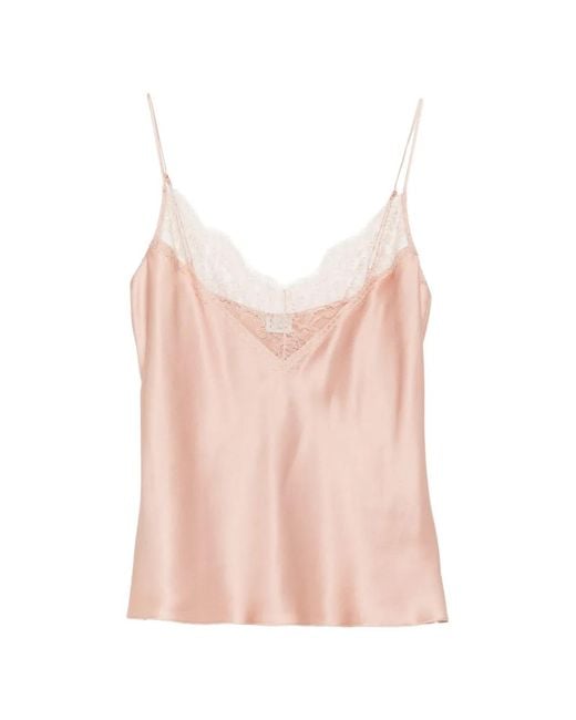 Carine Gilson Pink Lace-Trim Camisole