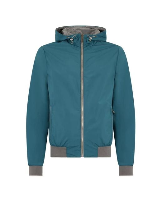 Moorer Blue Dennys Hooded Jacket for men
