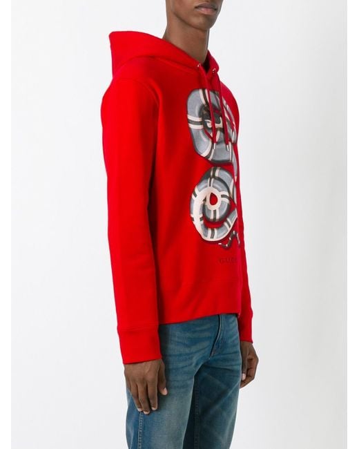 Gucci Snake Print Hoodie in Red for Men | Lyst