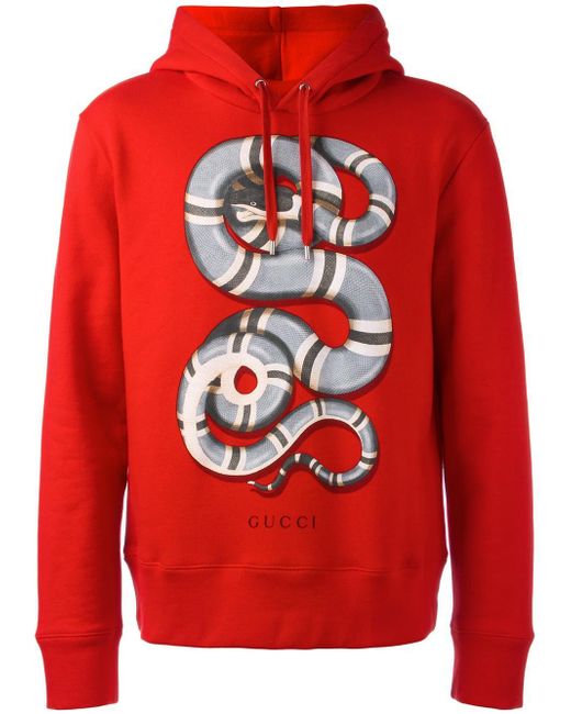 Gucci Red Snake Print Hoodie for men