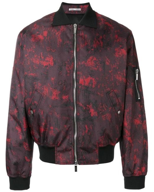 Dior Homme Red Abstract Print Bomber Jacket for men