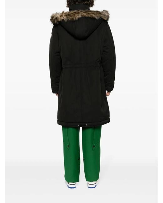 KENZO Black Faux-Fur-Detailed Hooded Coat for men