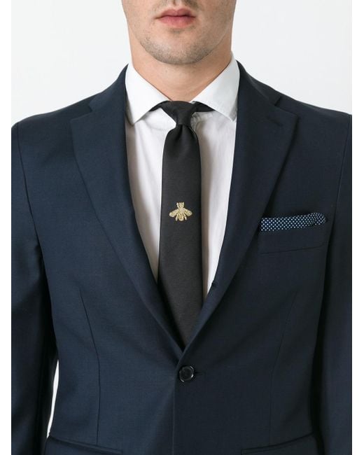 Gucci Bee Embroidered Tie in Black for Men | Lyst
