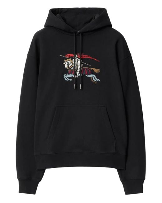 Felpa Con Ricamo Equestrian Knight E Cappuccio di Burberry in Black da Uomo