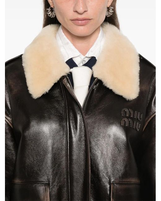Miu Miu Leren Jack in het Black