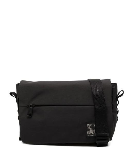 Agnes B. Black Logo-Patch Messenger Bag for men
