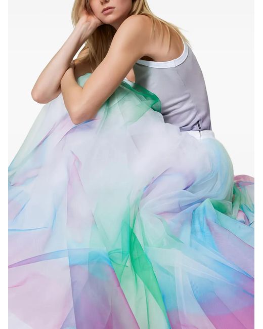 Twinset Blue Sprayed-Effect Tulle Full Skirt