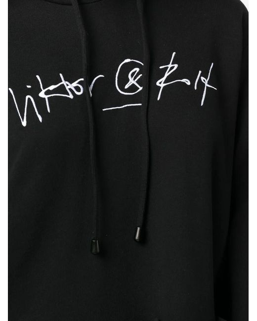 Viktor & Rolf Black Logo-Embroidered Sweatshirt Dress