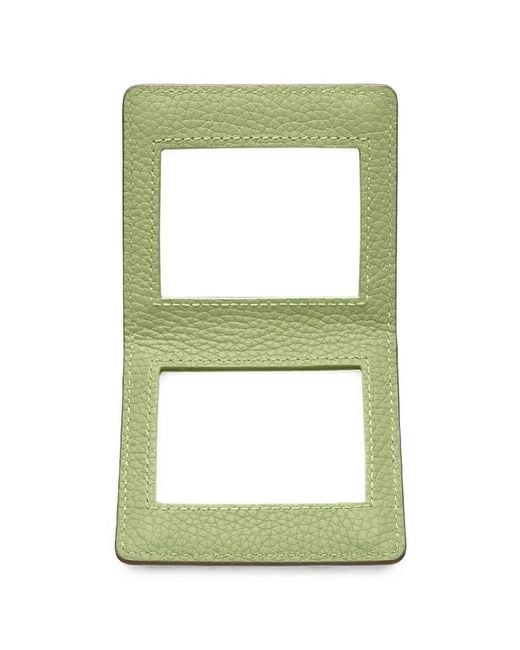 Maison De Sabre Brown Pebbled Leather Compact Mirror