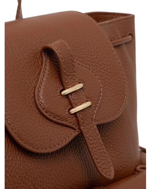 Coccinelle Brown Medium Mavery Grainy-Leather Drawstring Backpack