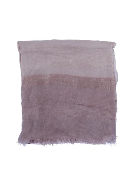 D'Aniello Purple Walton Metallic-Stripe Scarf