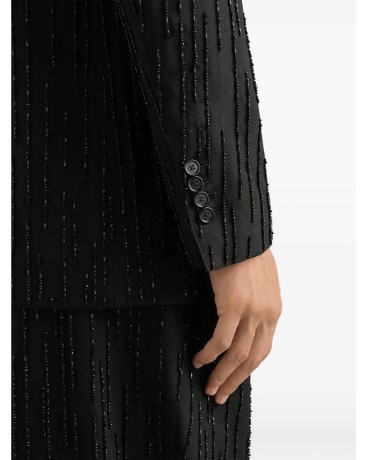 Dolce & Gabbana Black Double-Breasted Embellished-Stripe Blazer for men