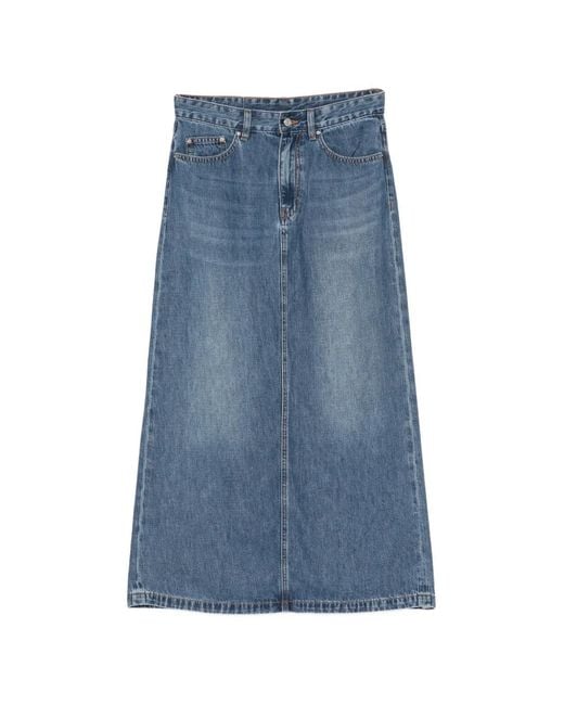 JNBY Blue A-Line Midi Denim Skirt