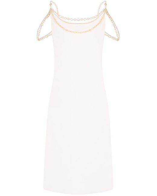 Rabanne Zijden Midi-jurk Met Kettingbandje in het White