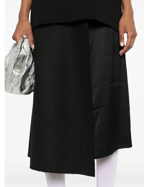 Falda midi con motivo micro Plan C de color Black