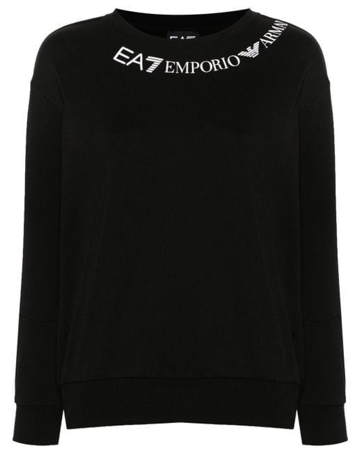 Sweat en coton à logo imprimé EA7 en coloris Black