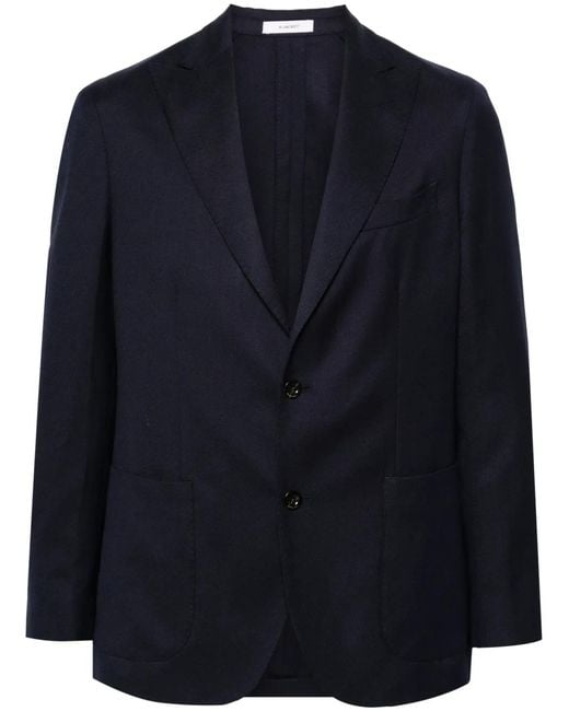 Boglioli Blue Textured Finish Single-Breasted Blazer for men