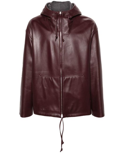 Bottega Veneta Brown Hooded Leather Jacket - Men's - Wool/lamb Skin/polyamide/cotton for men