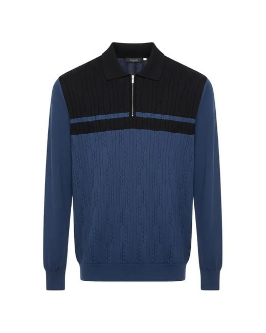 Tombolini Blue Cable-Knit Quarter-Zip Sweater for men