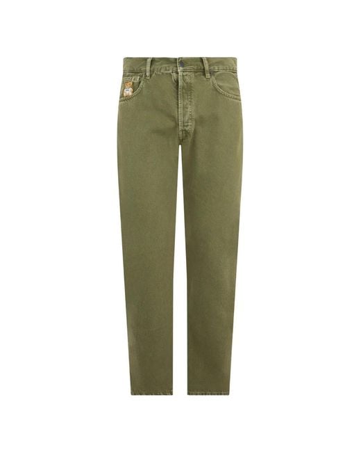Moschino Green Button-Up Straight-Leg Trousers for men