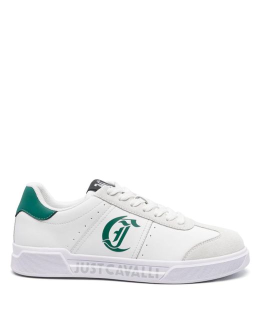 Just Cavalli White Logo-print Leather Sneakers for men