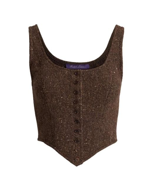Ralph Lauren Brown Sherry Donegal Tweed Top