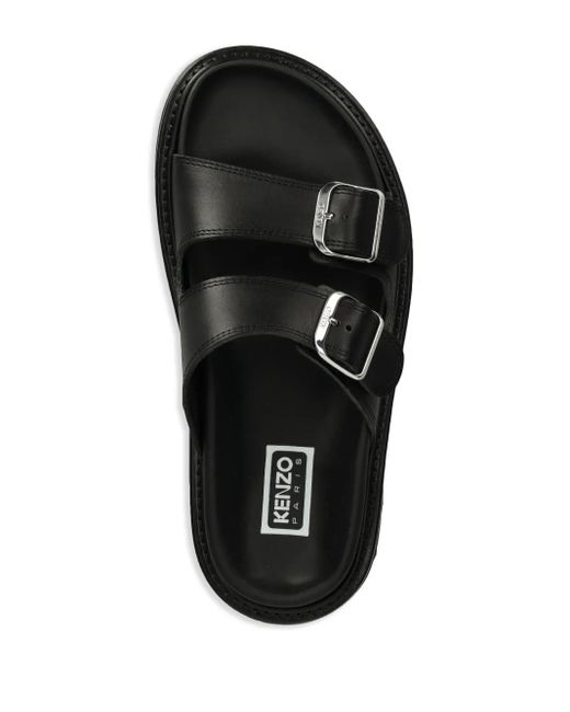 KENZO Black Matto Leather Sandals