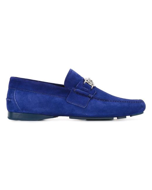 Mens Shoes Slip-on shoes Loafers Versace Leather Medusa Plaque Loafers in Blue for Men 