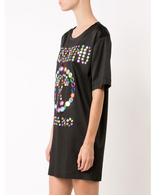shirt womens moschino love Dress Moschino in Logo Lyst Mirror Black  Embroidered