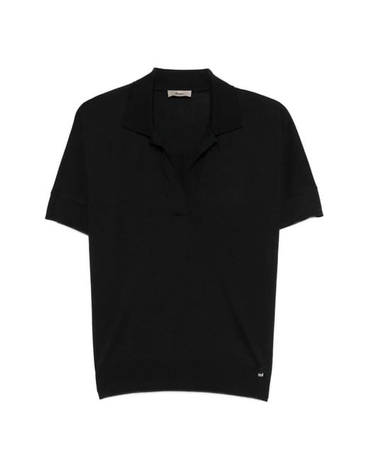 Herno Black V-Neck Short-Sleeve T-Shirt