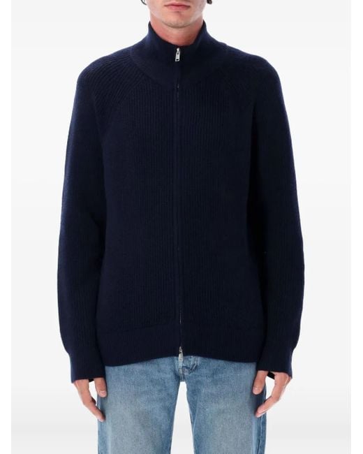 Isabel Marant Blue Zip-Up High-Neck Knitted Cardigan for men
