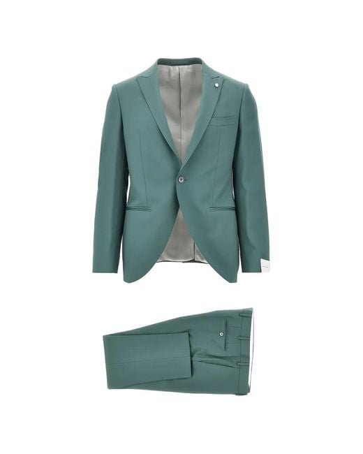 Luigi Bianchi Green Single-Breasted Wool Suit for men