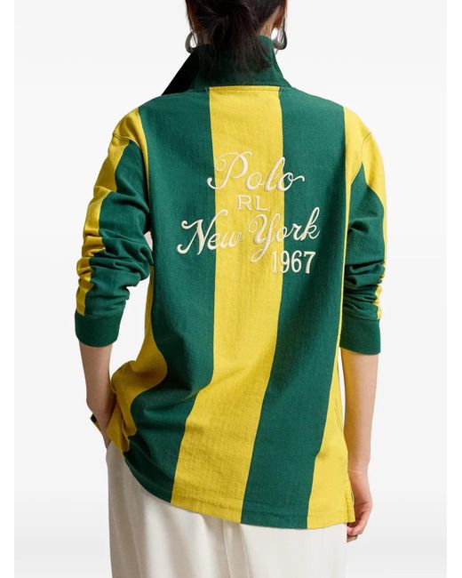 Polo Ralph Lauren Yellow Striped V-Neck Polo Top