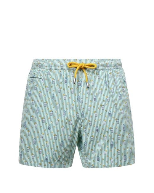 Mc2 Saint Barth Blue Gin And Lemon Graphic-Print Striped Swim Shorts for men