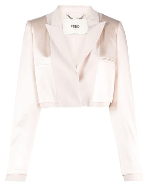 Fendi Pink Cropped Satin Suit Jacket