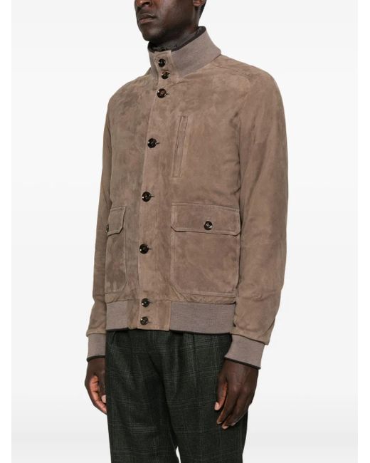 Moorer Brown Button-Fastening Flap-Pocket Jacket for men