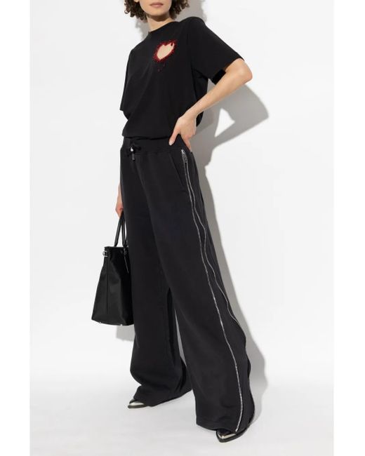 DSquared² Black Side-Zipped Cotton Palazzo Pants