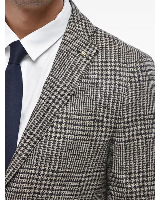 Corneliani Gray Houndstooth Single-Breasted Blazer for men
