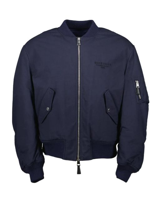 Givenchy Blue Cotton Blend Bomber Jacket for men