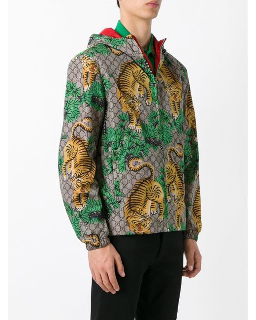 Gucci Printed Bengal Hoodie Jacket in Green for Men - Save