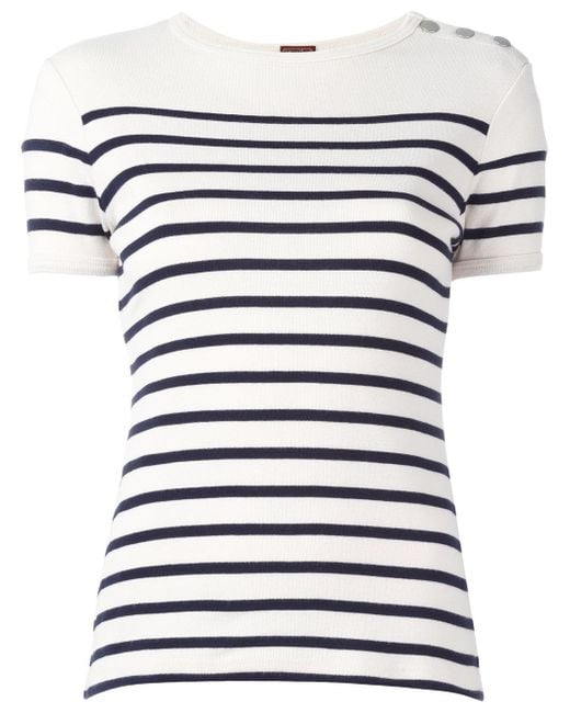 Jean Paul Gaultier White Sailor Striped T-shirt