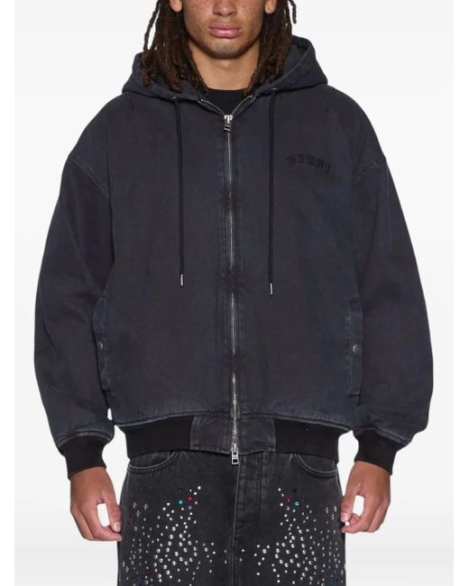 Ksubi Studded Hooded Bomber Jacket in Blue for Men | Lyst