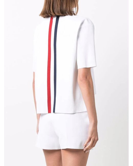 Thom Browne White Rwb Intarsia-Knit Top