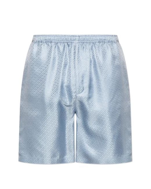 Ferragamo Blue Gancini-Jacquard Silk Shorts for men
